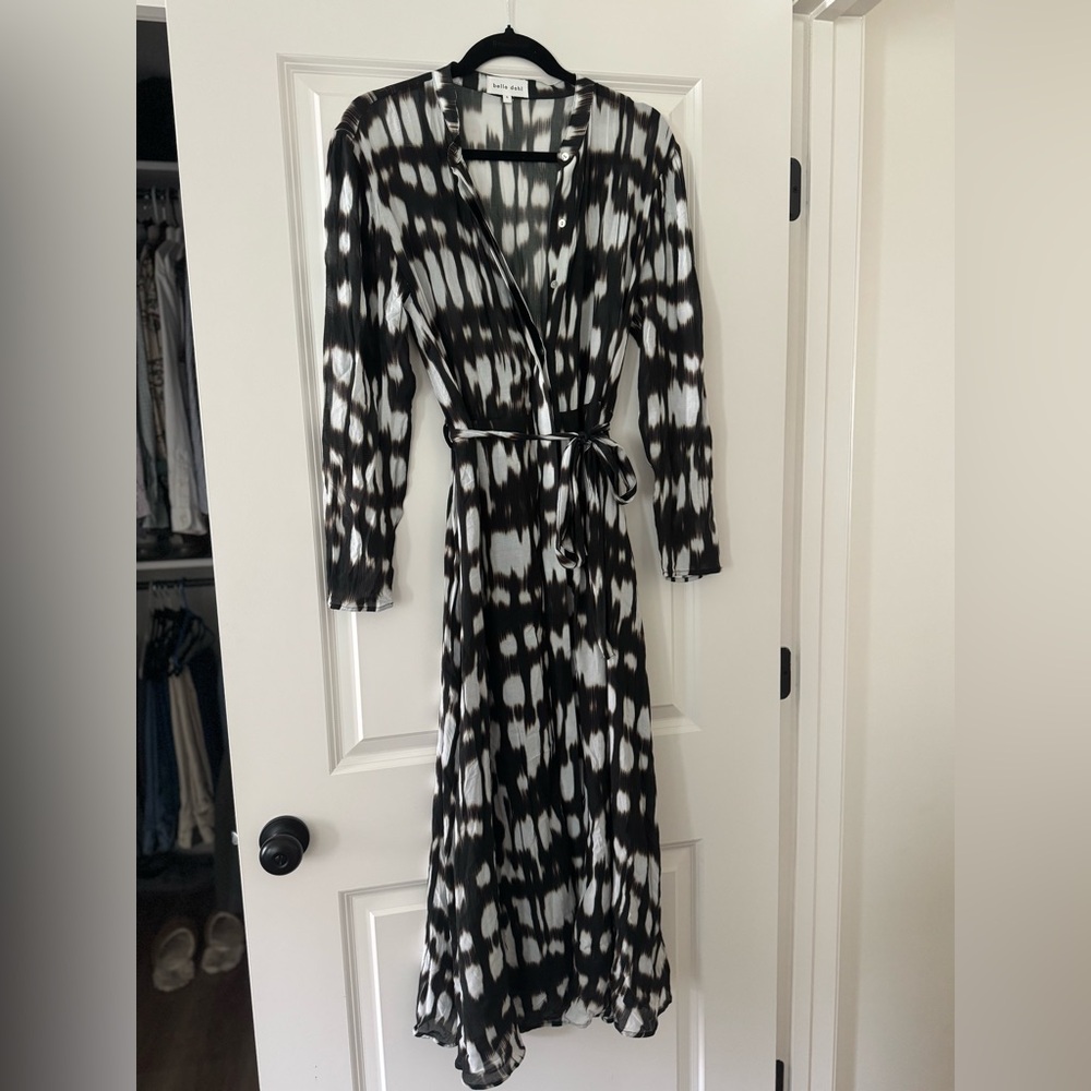 Bella Dahl Black and White Long Sleeve Wrap Dress